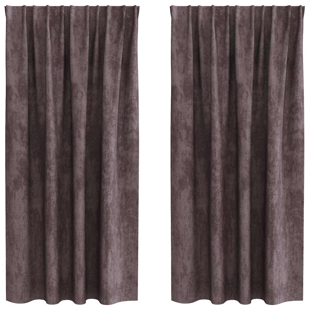 Vorhang mit Vorhängen 2 pcs Braun 175 x 140 cm Samt