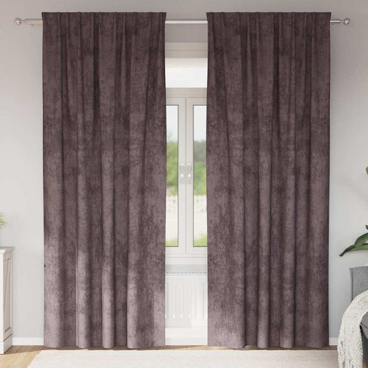 Vorhang mit Vorhängen 2 pcs Braun 225 x 140 cm Samt