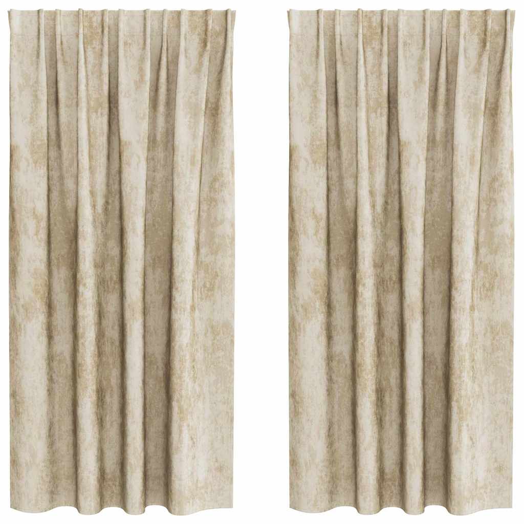 Vorhang mit Vorhängen 2 pcs Creme 175 x 140 cm Samt