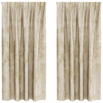 Vorhang mit Vorhängen 2 pcs Creme 175 x 140 cm Samt