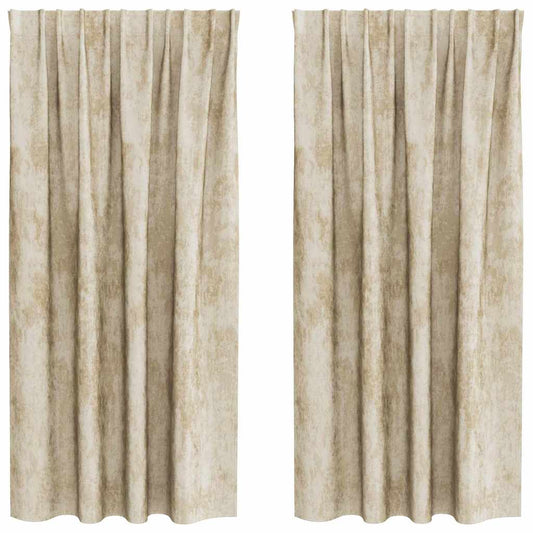 Vorhang mit Vorhängen 2 pcs Creme 175 x 140 cm Samt