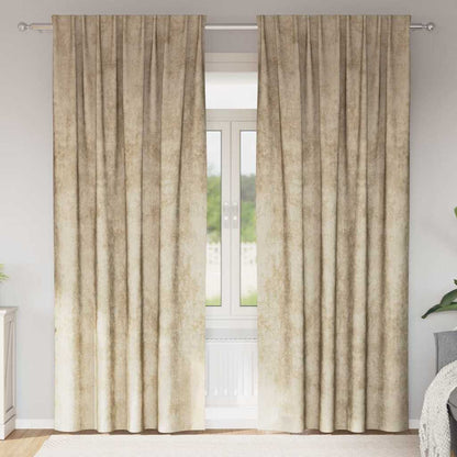 Vorhang mit Vorhängen 2 pcs Creme 245 x 140 cm Samt