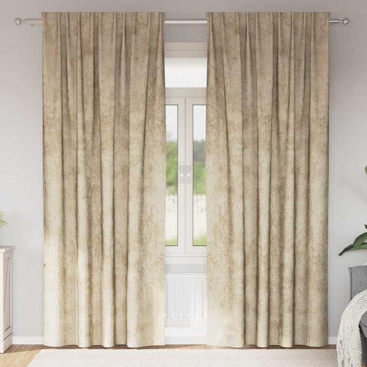 Vorhang mit Vorhängen 2 pcs Creme 245 x 140 cm Samt