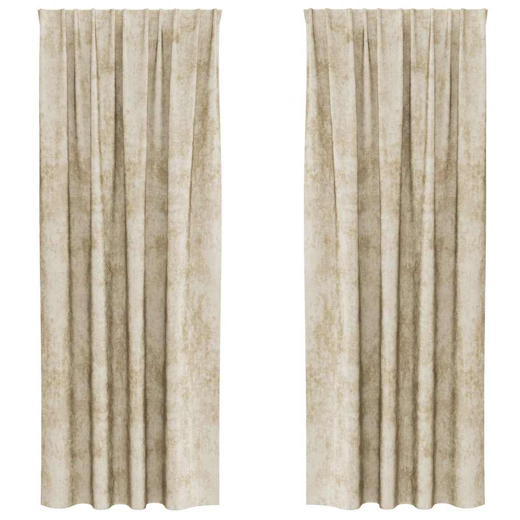 Vorhang mit Vorhängen 2 pcs Creme 245 x 140 cm Samt