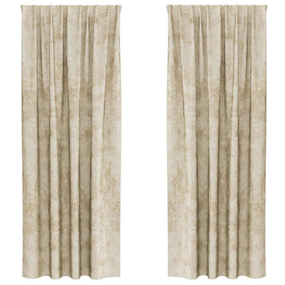 Vorhang mit Vorhängen 2 pcs Creme 245 x 140 cm Samt