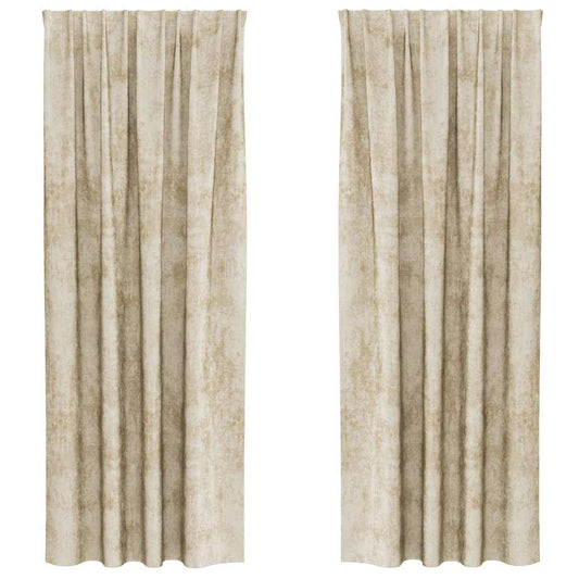 Vorhang mit Vorhängen 2 pcs Creme 245 x 140 cm Samt