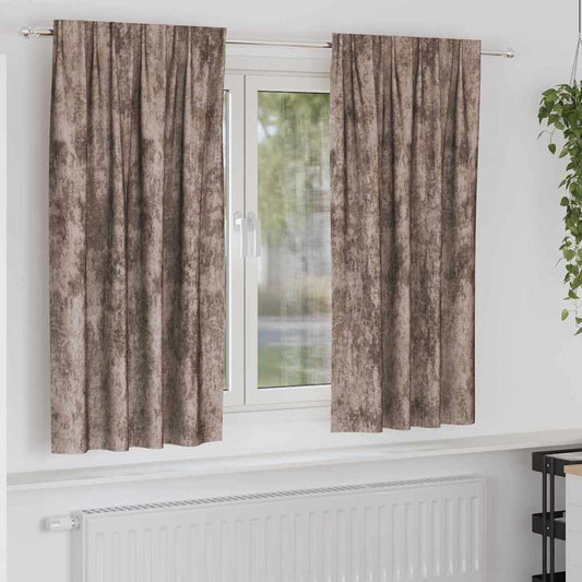 Vorhang mit Vorhängen 2 pcs Cappuccino 175 x 140 cm Samt