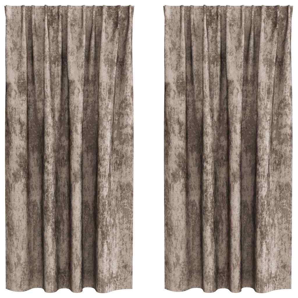 Vorhang mit Vorhängen 2 pcs Cappuccino 175 x 140 cm Samt