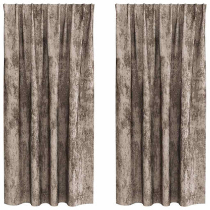 Vorhang mit Vorhängen 2 pcs Cappuccino 175 x 140 cm Samt