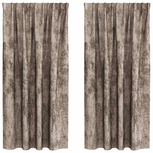 Vorhang mit Vorhängen 2 pcs Cappuccino 175 x 140 cm Samt