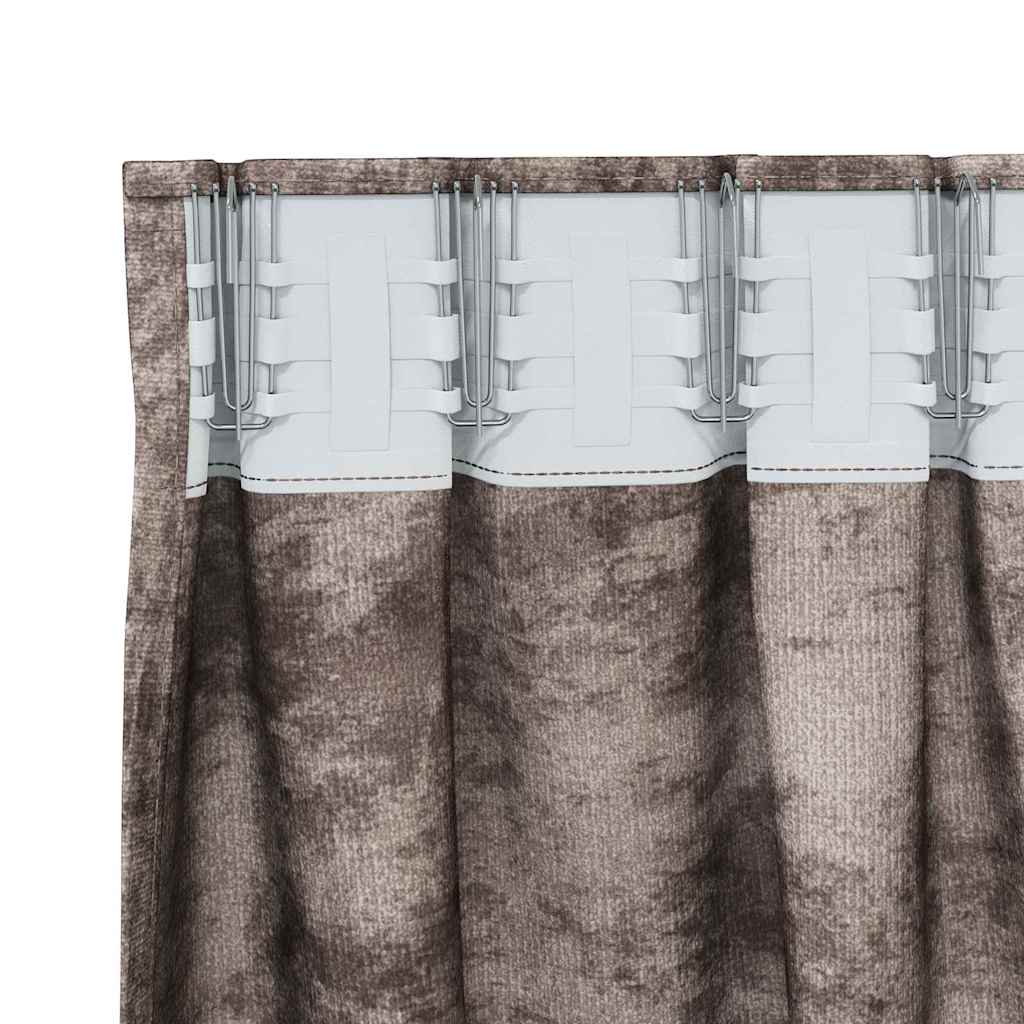 Vorhang mit Vorhängen 2 pcs Cappuccino 245 x 140 cm Samt
