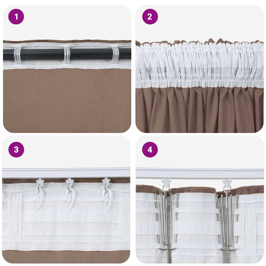 Vorhang mit Vorhängen 2 pcs Cappuccino 245 x 140 cm Samt