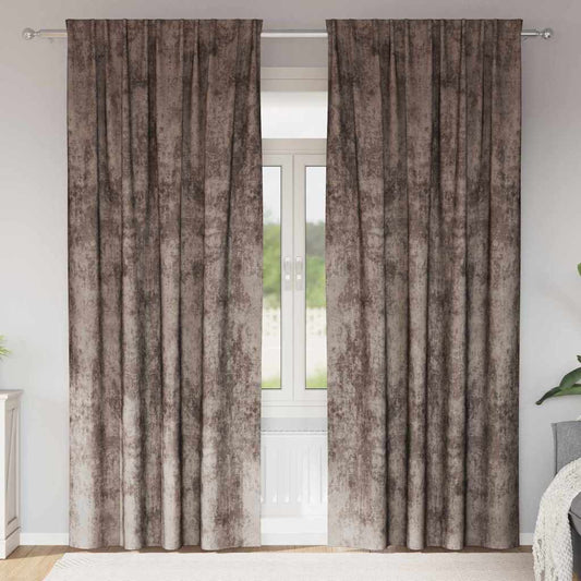 Vorhang mit Vorhängen 2 pcs Cappuccino 245 x 140 cm Samt