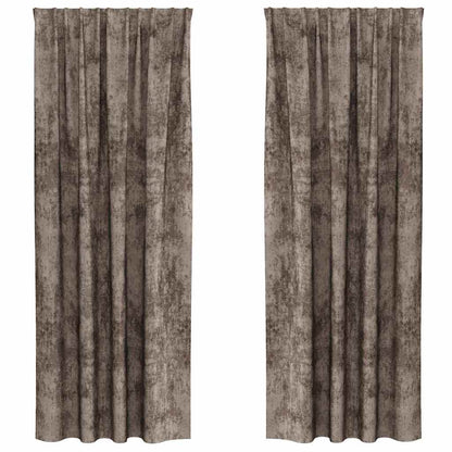 Vorhang mit Vorhängen 2 pcs Cappuccino 245 x 140 cm Samt