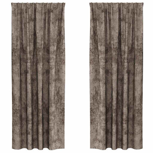 Vorhang mit Vorhängen 2 pcs Cappuccino 245 x 140 cm Samt