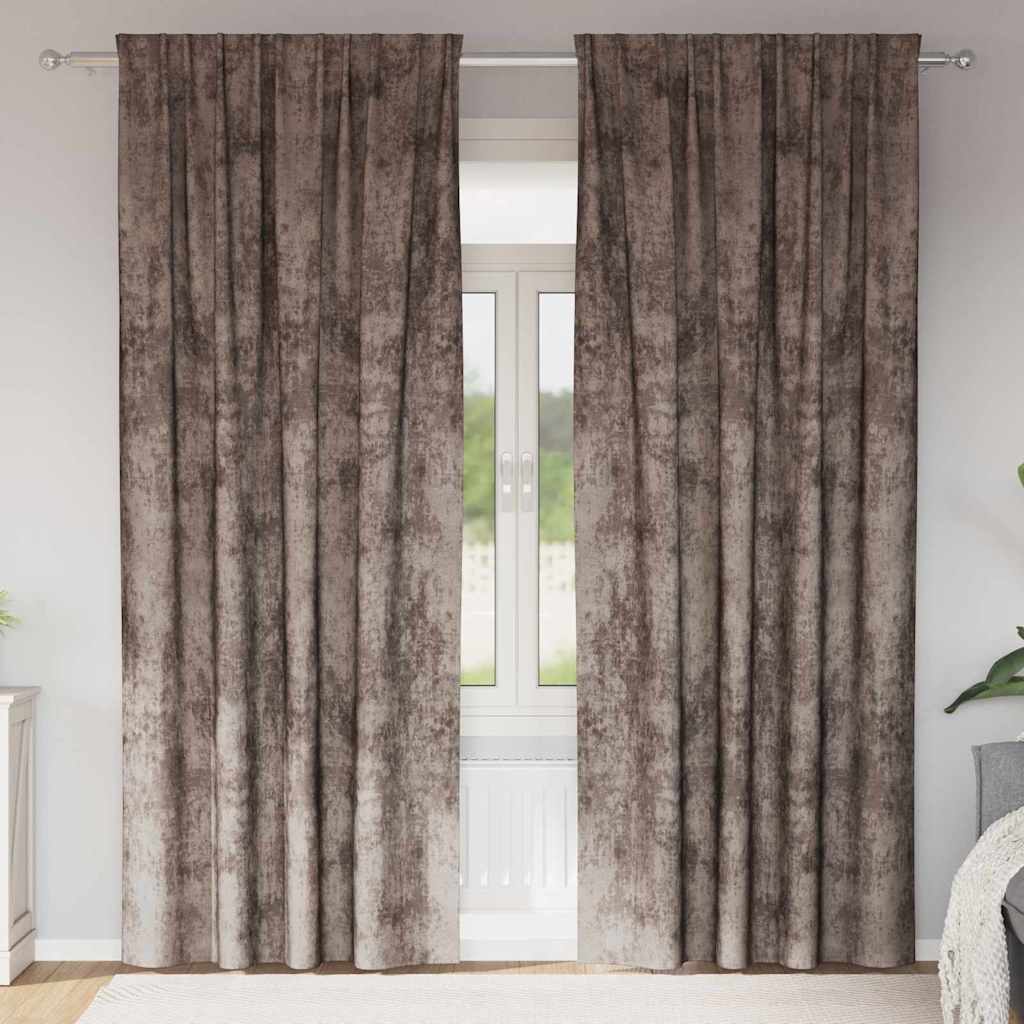 Vorhang mit Vorhängen 2 pcs Cappuccino 260 x 140 cm Samt