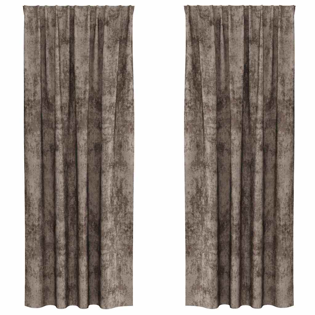 Vorhang mit Vorhängen 2 pcs Cappuccino 260 x 140 cm Samt