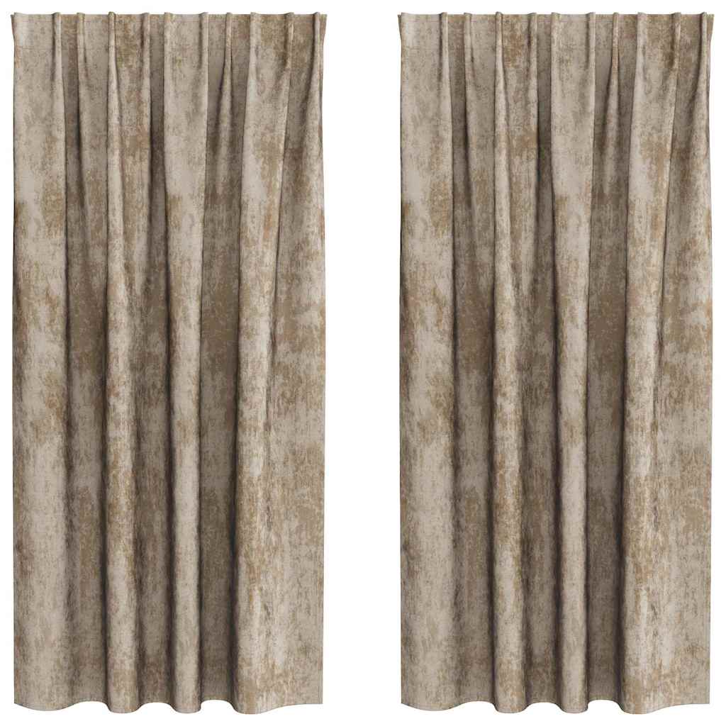Vorhang mit Vorhängen 2 pcs Champagner 175 x 140 cm Samt