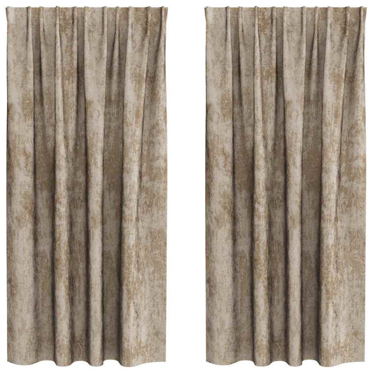 Vorhang mit Vorhängen 2 pcs Champagner 175 x 140 cm Samt