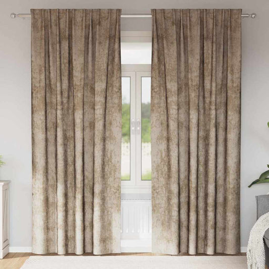 Vorhang mit Vorhängen 2 pcs Champagner 245 x 140 cm Samt