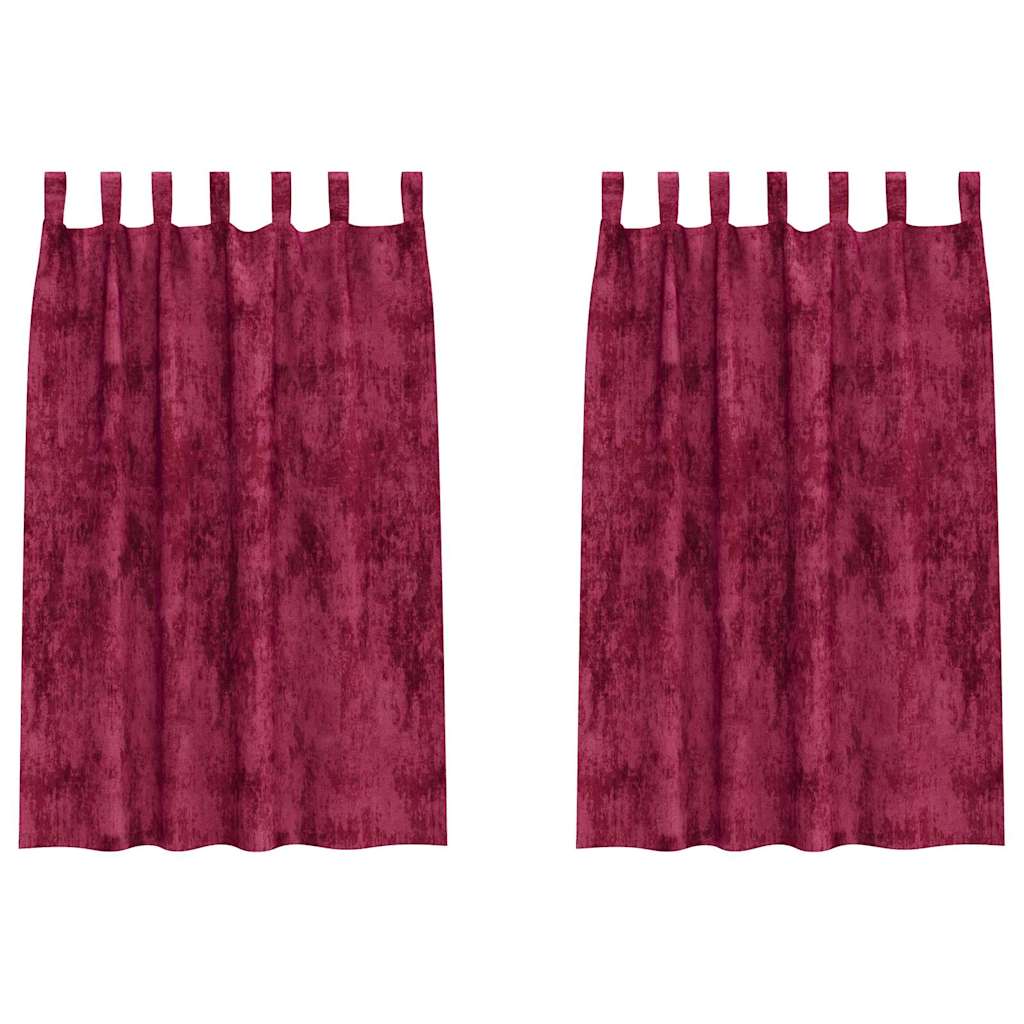 Vorhang mit Vorhängen 2 pcs Weinrot 175 x 140 cm Samt