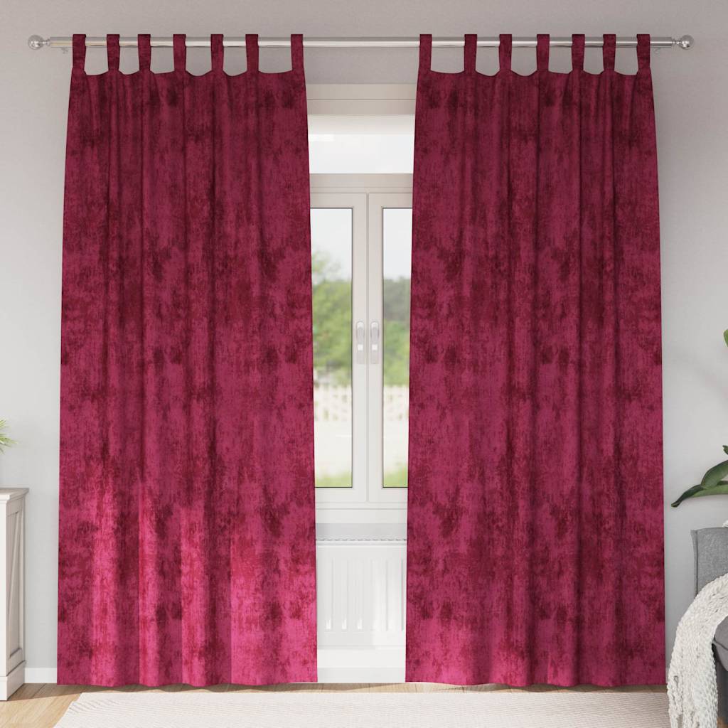 Vorhang mit Vorhängen 2 pcs Weinrot 245 x 140 cm Samt