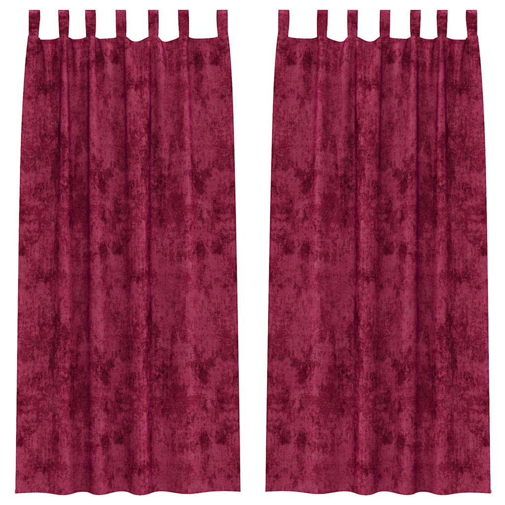 Vorhang mit Vorhängen 2 pcs Weinrot 245 x 140 cm Samt