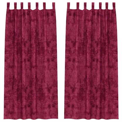 Vorhang mit Vorhängen 2 pcs Weinrot 245 x 140 cm Samt