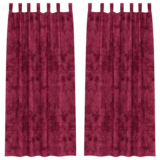 Vorhang mit Vorhängen 2 pcs Weinrot 245 x 140 cm Samt