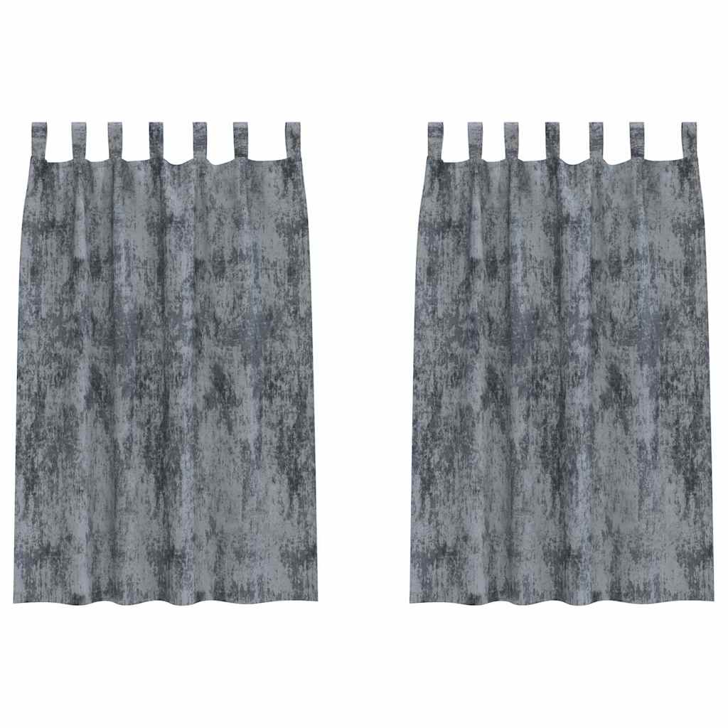 Vorhang mit Vorhängen 2 pcs Silbergrau 175 x 140 cm Samt
