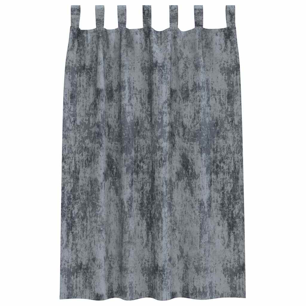 Vorhang mit Vorhängen 2 pcs Silbergrau 175 x 140 cm Samt