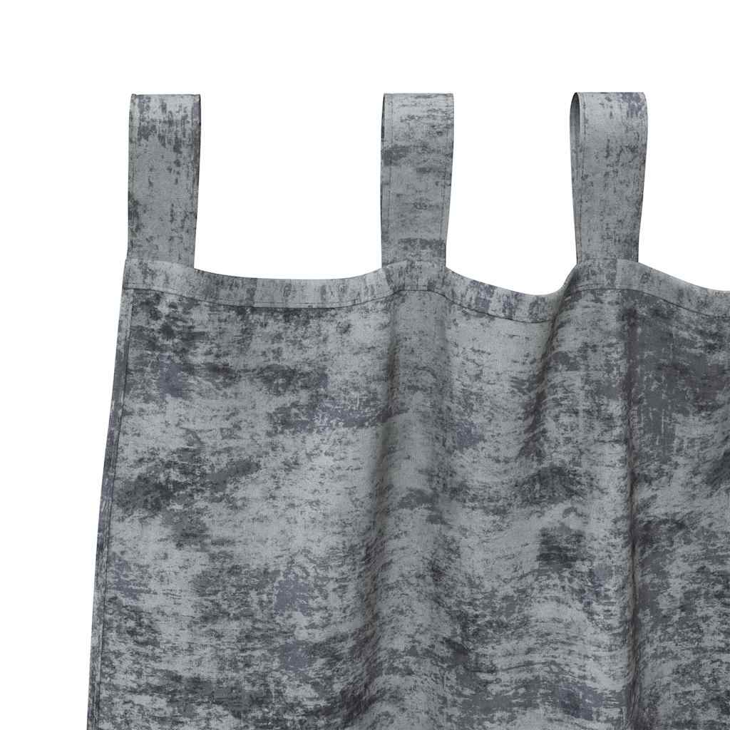 Vorhang mit Vorhängen 2 pcs Silbergrau 245 x 140 cm Samt