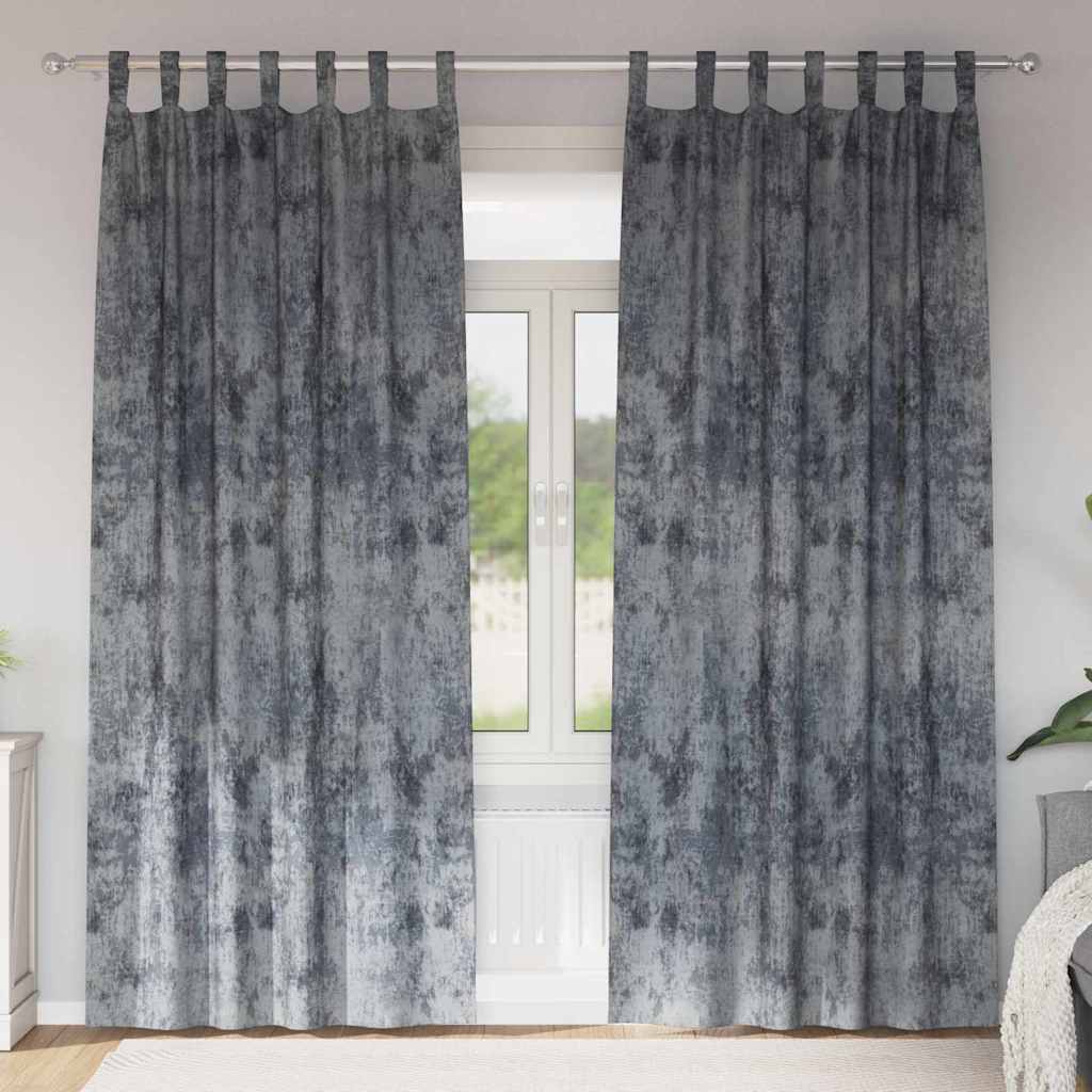 Vorhang mit Vorhängen 2 pcs Silbergrau 245 x 140 cm Samt