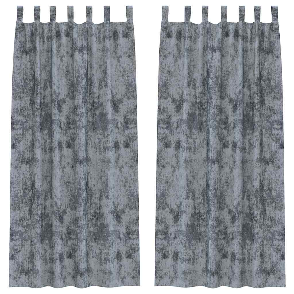 Vorhang mit Vorhängen 2 pcs Silbergrau 245 x 140 cm Samt