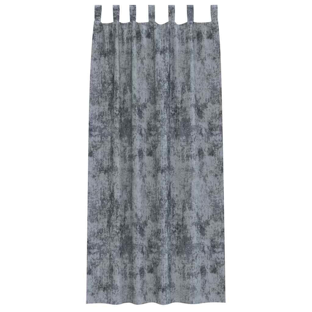Vorhang mit Vorhängen 2 pcs Silbergrau 245 x 140 cm Samt
