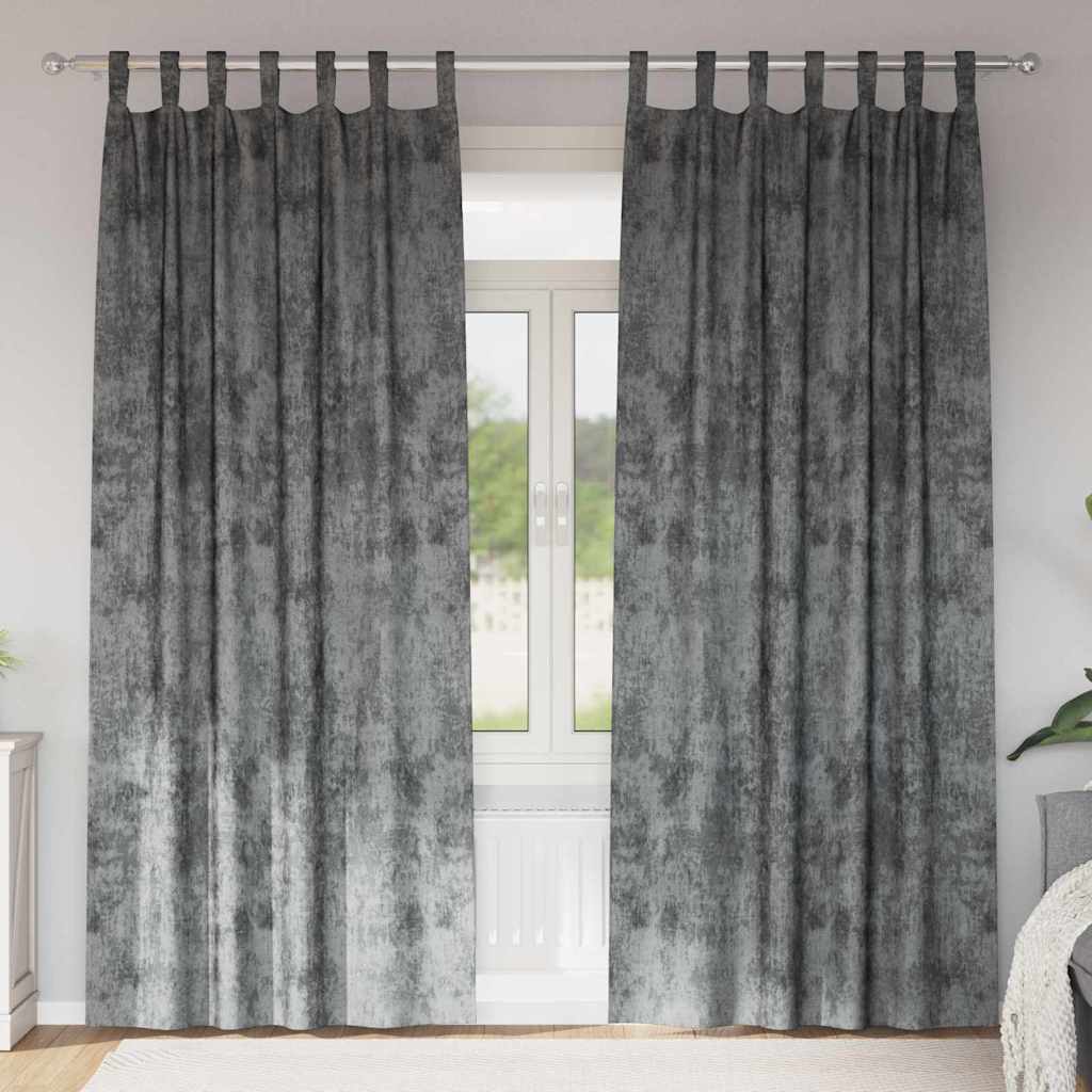 Vorhang mit Vorhängen 2 pcs Grau 245 x 140 cm Samt