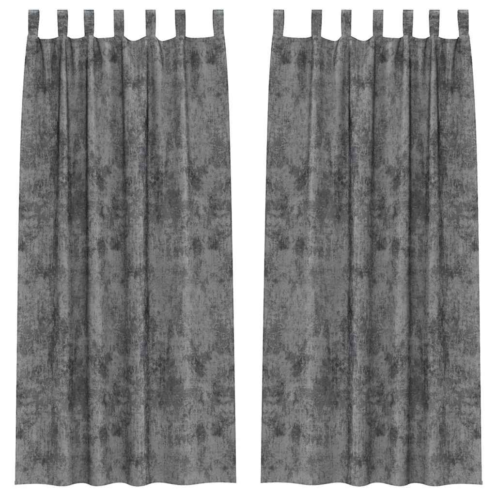Vorhang mit Vorhängen 2 pcs Grau 245 x 140 cm Samt