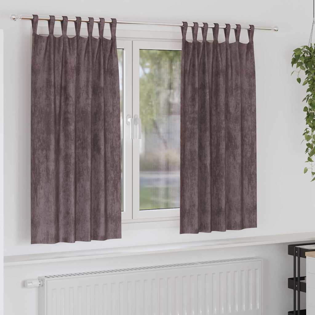 Vorhang mit Vorhängen 2 pcs Braun 175 x 140 cm Samt