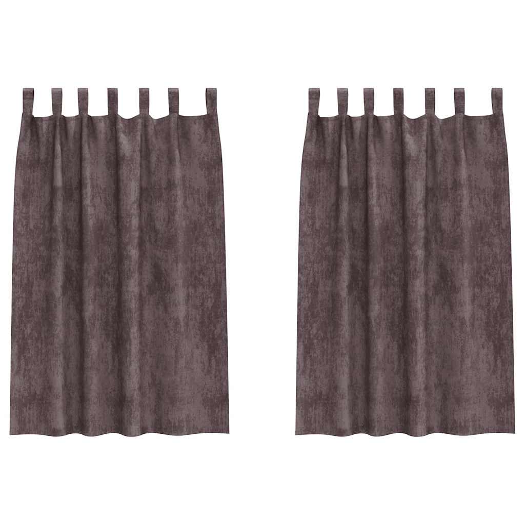 Vorhang mit Vorhängen 2 pcs Braun 175 x 140 cm Samt