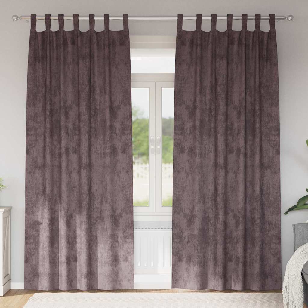 Vorhang mit Vorhängen 2 pcs Braun 245 x 140 cm Samt