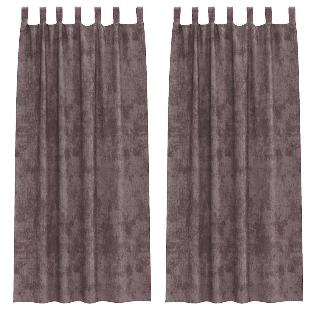 Vorhang mit Vorhängen 2 pcs Braun 245 x 140 cm Samt