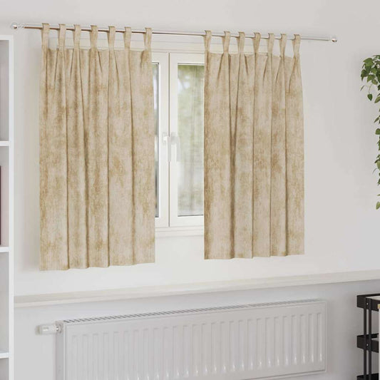 Vorhang mit Vorhängen 2 pcs Creme 140 x 140 cm Samt