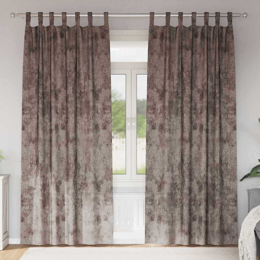 Vorhang mit Vorhängen 2 pcs Cappuccino 245 x 140 cm Samt