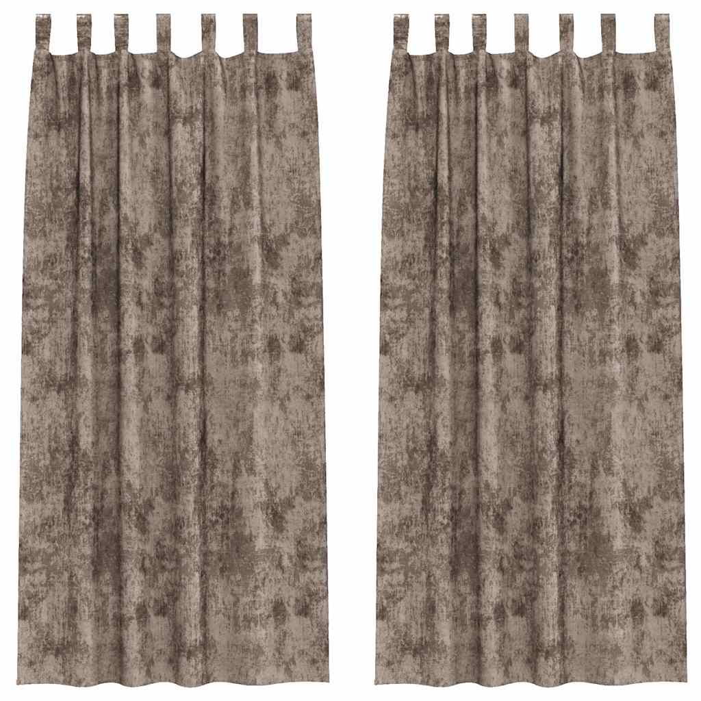 Vorhang mit Vorhängen 2 pcs Cappuccino 245 x 140 cm Samt