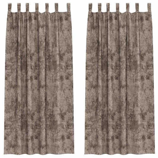 Vorhang mit Vorhängen 2 pcs Cappuccino 245 x 140 cm Samt