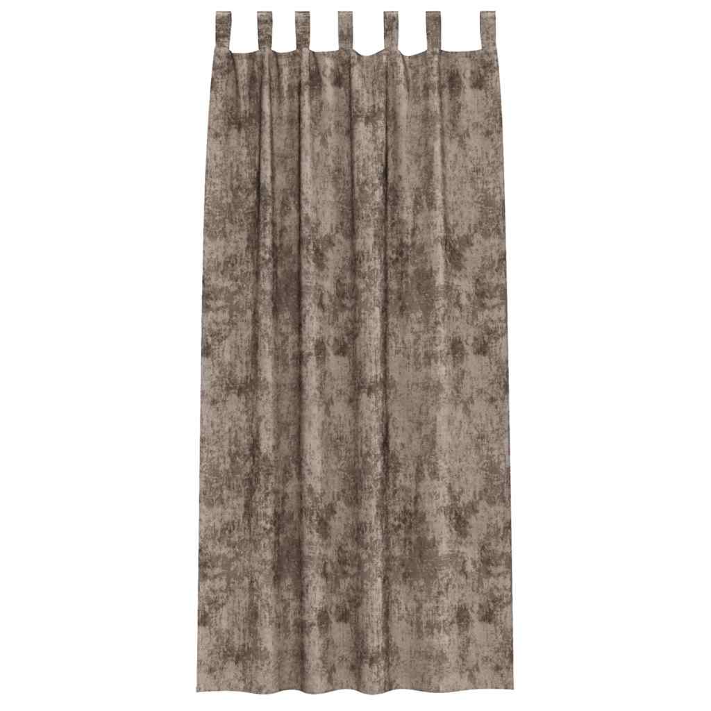 Vorhang mit Vorhängen 2 pcs Cappuccino 245 x 140 cm Samt