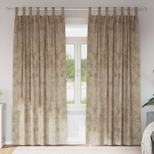 Vorhang mit Vorhängen 2 pcs Champagner 245 x 140 cm Samt