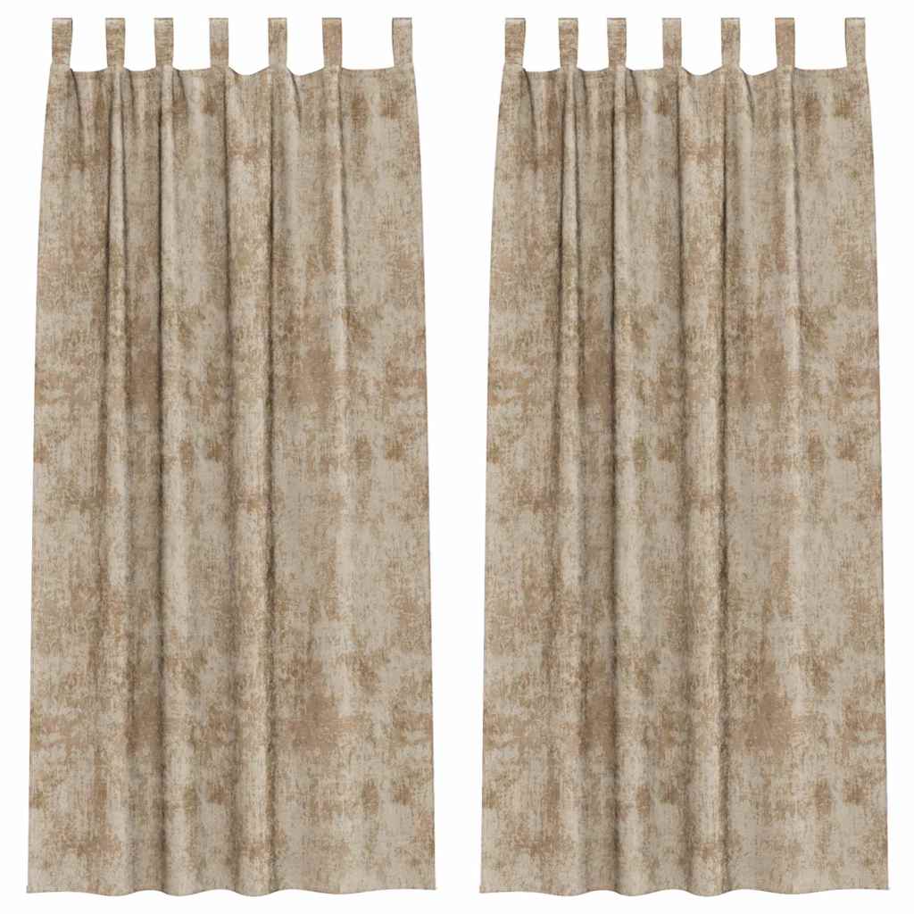 Vorhang mit Vorhängen 2 pcs Champagner 245 x 140 cm Samt