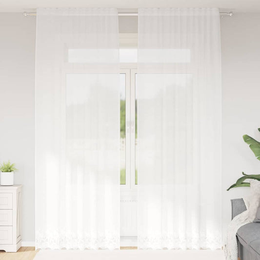 Vorhänge mit Vorhängen Floral Weiß Polyester