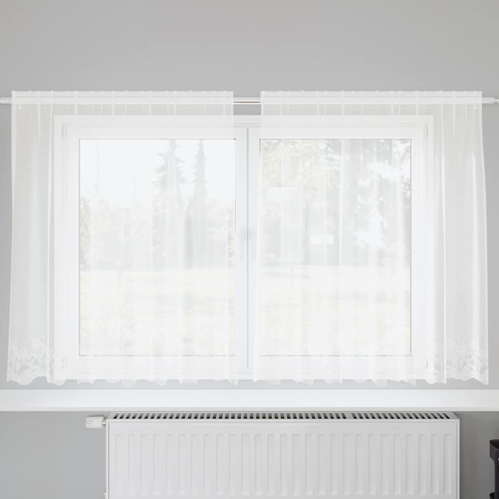 Vorhänge mit Vorhängen Floral Weiß 200 x 140 cm Polyester